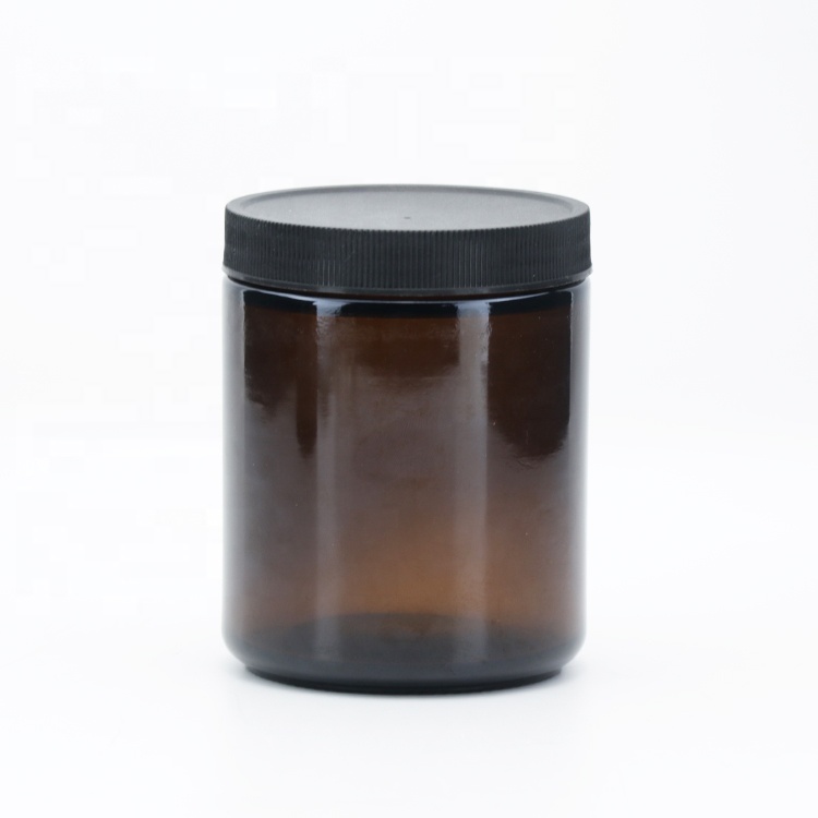 8 OZ 16 OZ Empty Amber Aromatherapy Candle Mug And Jar With Black Aluminum Cap