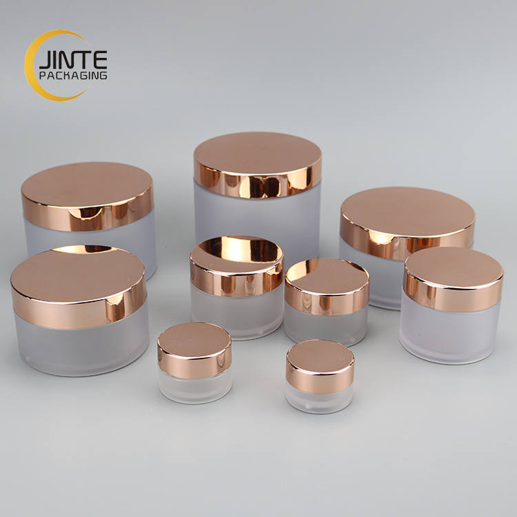 8 OZ 250ml Cosmetic PETG Frosted Jar with Shiny Gold Cap Empty Makeup Container