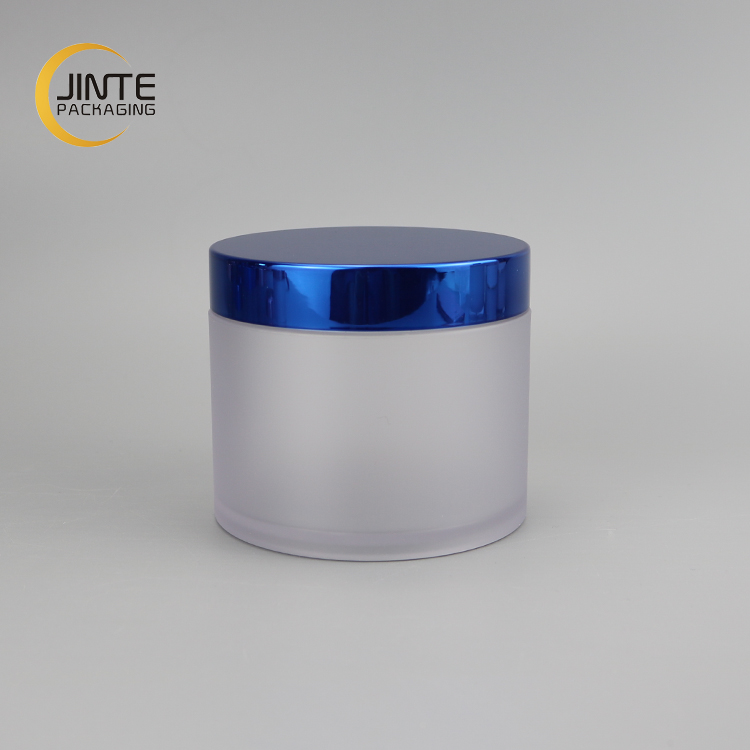 8 OZ 250ml Cosmetic Skin Care Beauty Face Cream PETG Frosted Jar with Shiny Blue