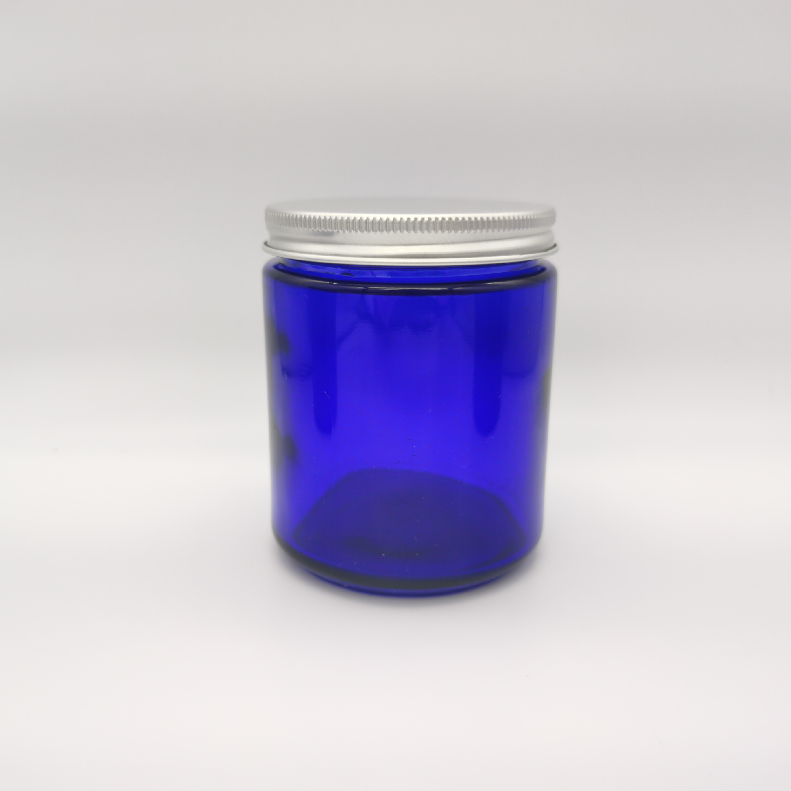 8 OZ Cobalt Blue Refillable Cosmetic glass Jars with Aluminum Screw cap, Round Containers For Beauty Products, Cream
