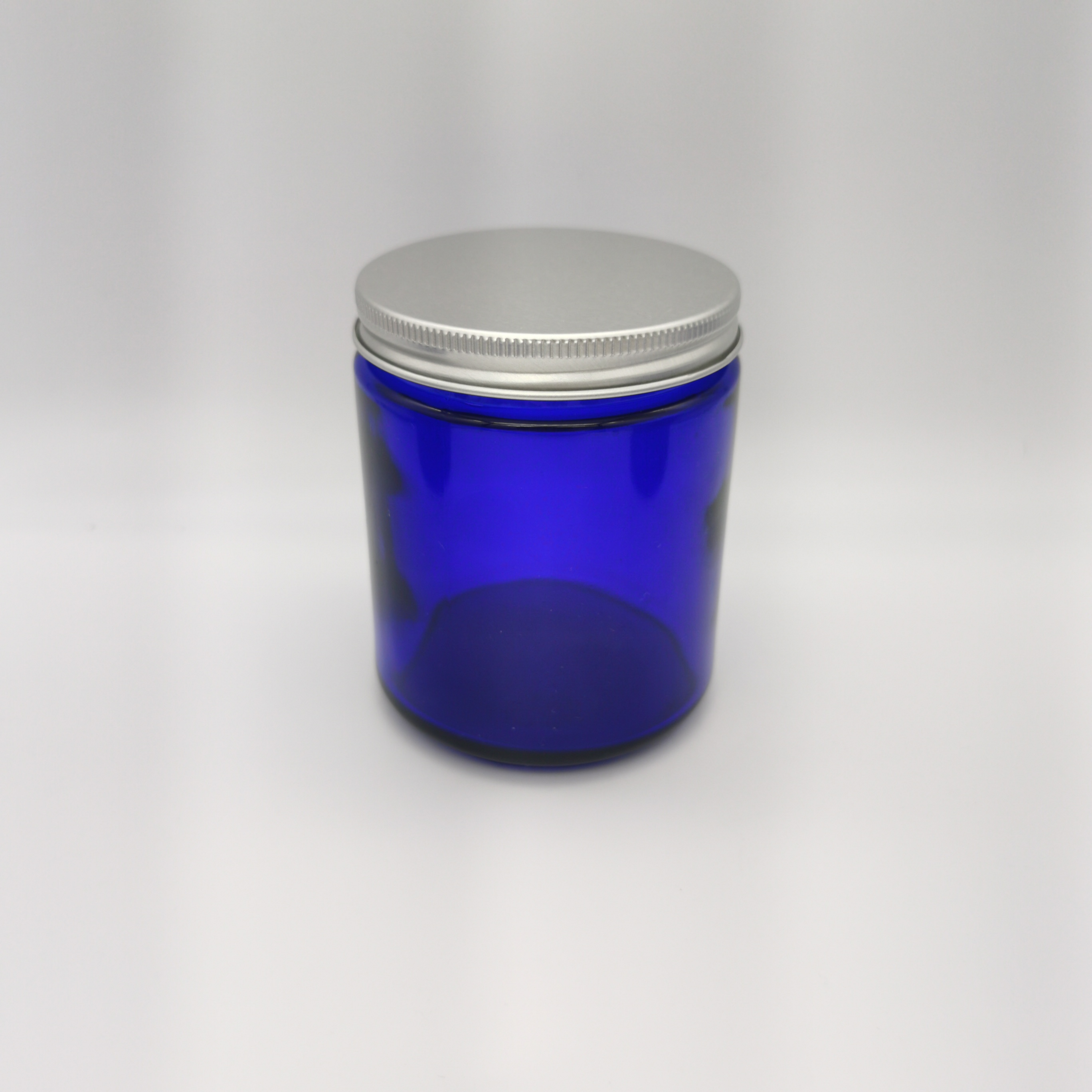 8 OZ Cobalt Blue Refillable Cosmetic glass Jars with Aluminum Screw cap, Round Containers For Beauty Products, Cream