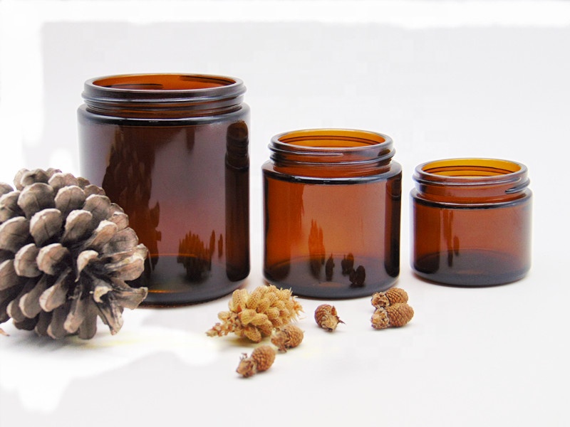 8 OZ amber wide mouth glass candle jar