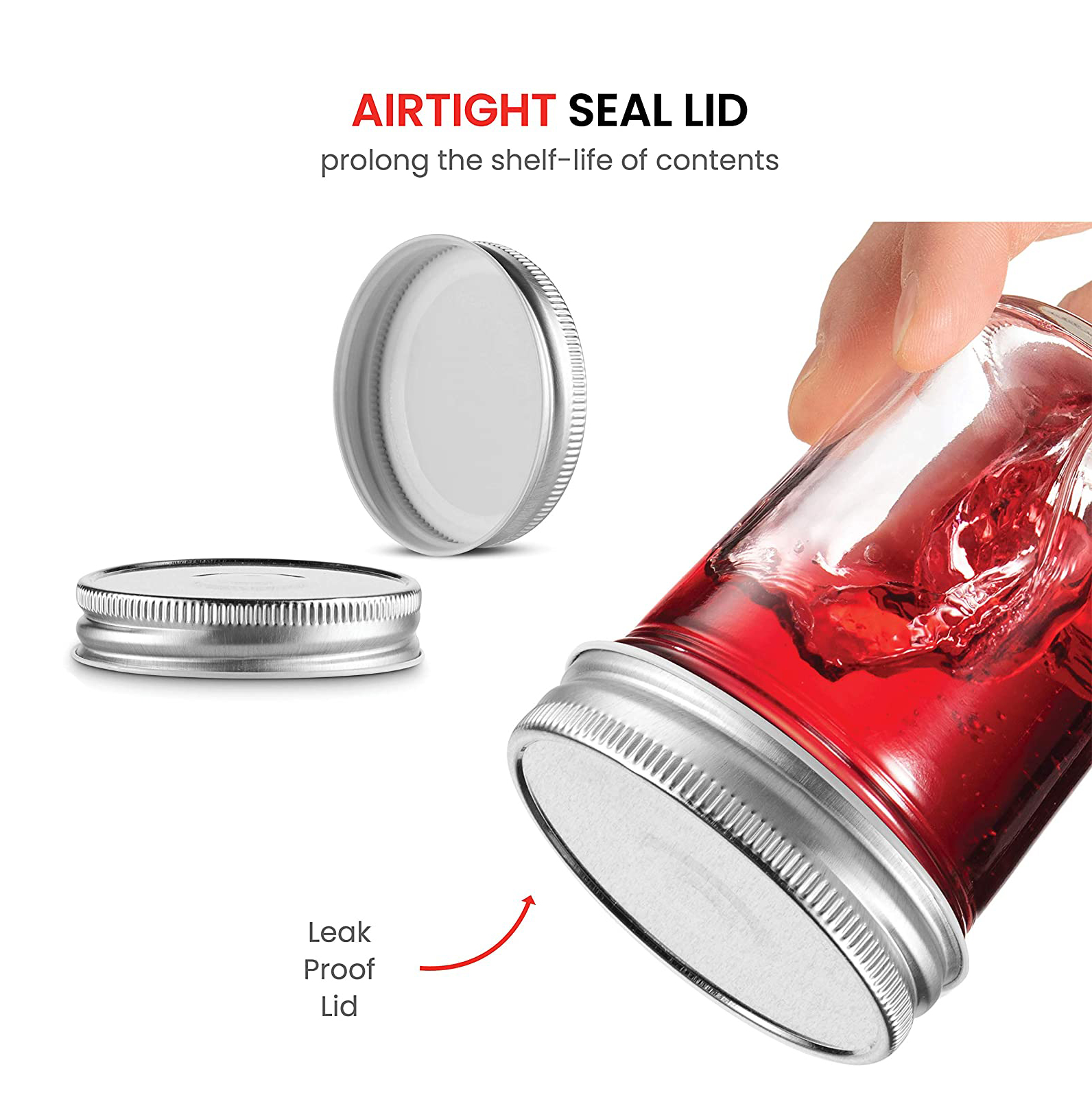 8 Ounce Glass Regular Mouth Mason Jars with Silver Metal Airtight Lids for Food Storage