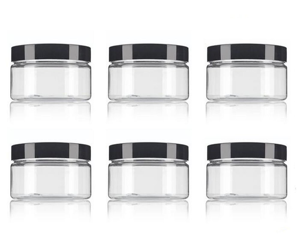 8 Oz 250ml PET Plastic Refillable Jars Empty Cosmetic Containers Cases with Black Lid Cream Lotion Box Ointments Bottle Food