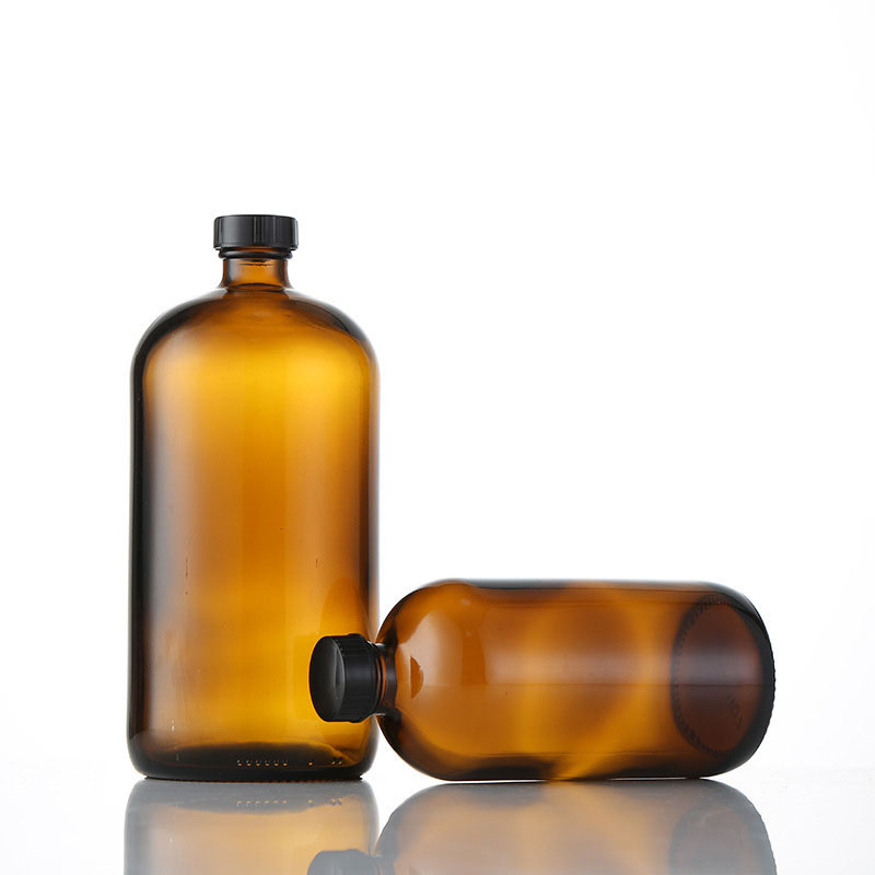 8 Oz Large 250ml Liquid Soap Dispensers with Plastic Pump for essential oils homemade lotions round amber glass bottles