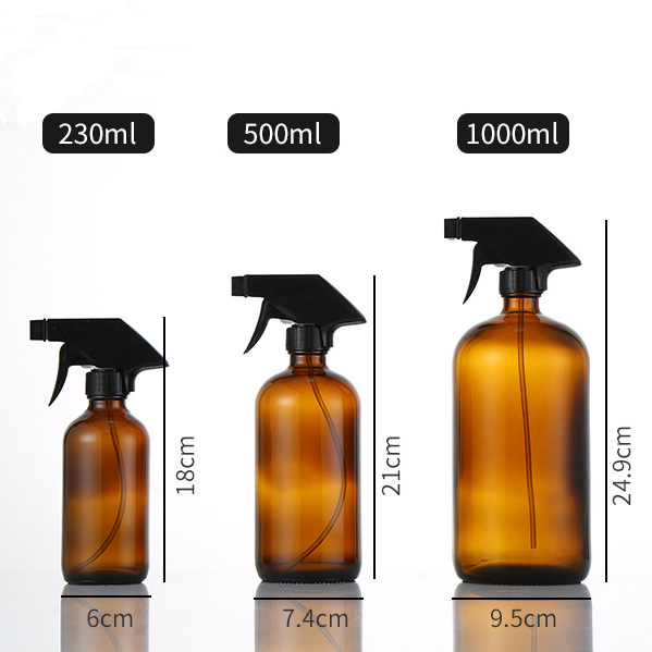 8 Oz Large 250ml Liquid Soap Dispensers with Plastic Pump for essential oils homemade lotions round amber glass bottles