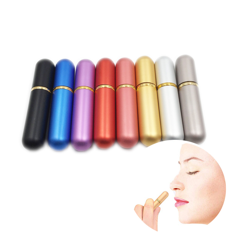 8 colors Refillable Aluminum blank nasal inhaler and Glass Empty Essential Oil Personal Inhaler Tube