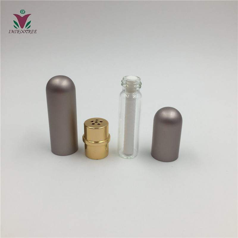 8 colors Refillable Aluminum blank nasal inhaler and Glass Empty Essential Oil Personal Inhaler Tube