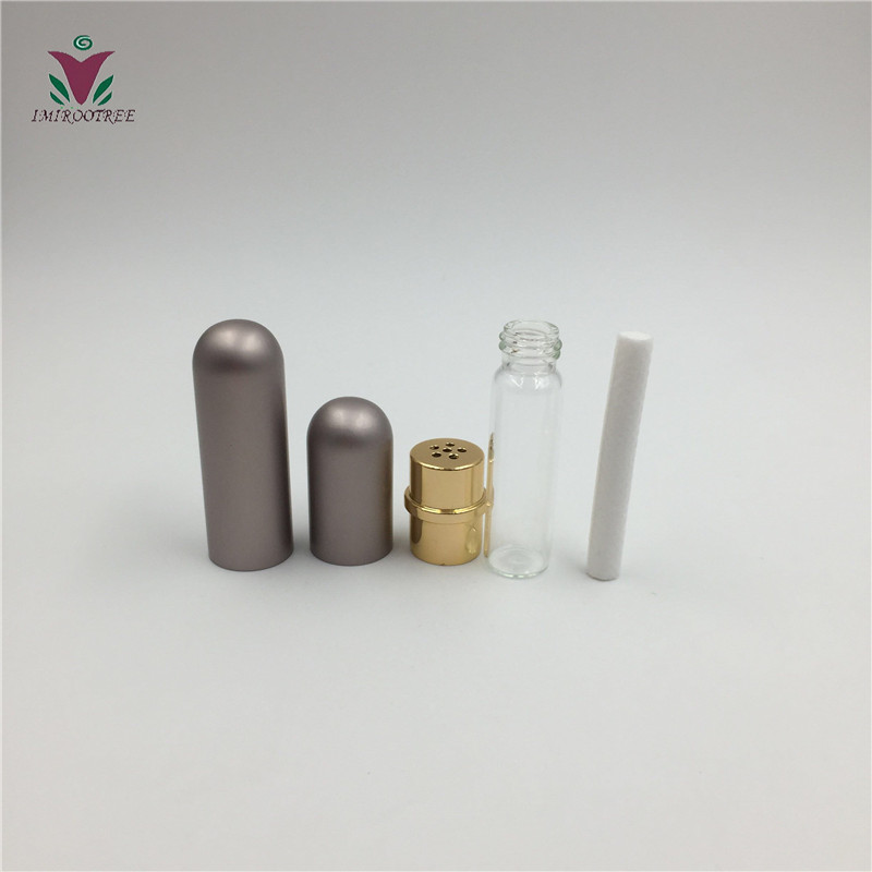 8 colors Refillable Aluminum blank nasal inhaler and Glass Empty Essential Oil Personal Inhaler Tube
