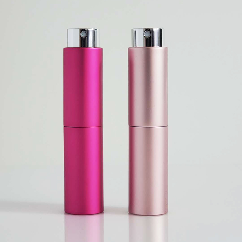 8 ml 15 ml Black Cologne Refillable Twist Colorful Portable Empty Refillable Metal Spray Perfume Atomizer Bottle Case White