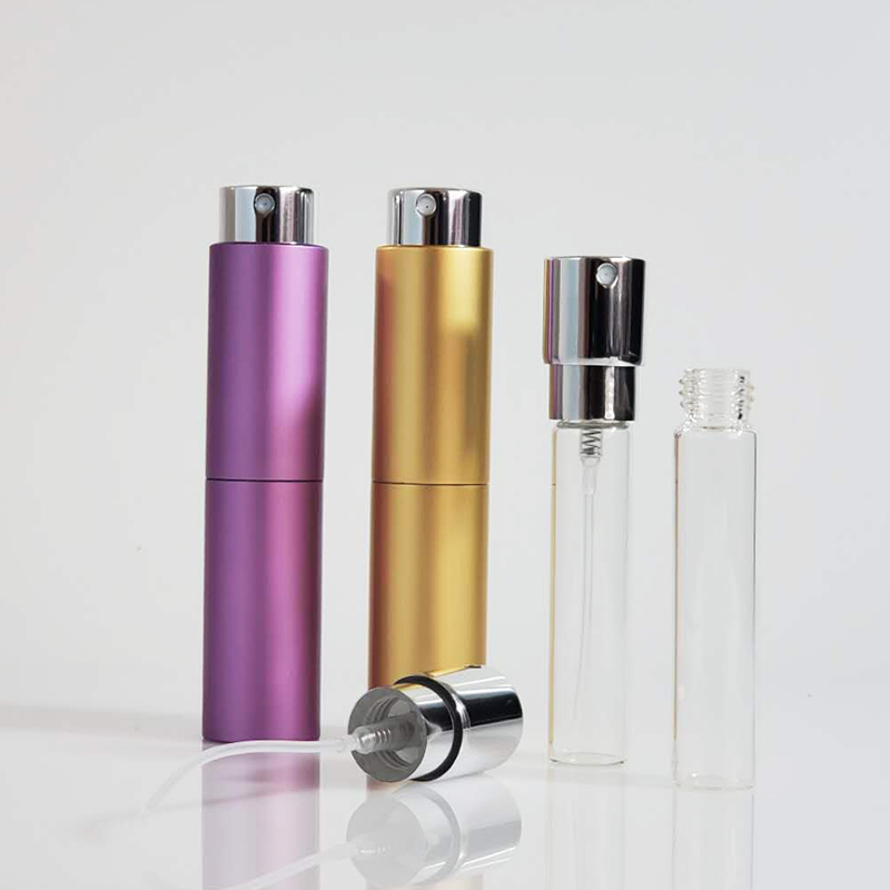 8 ml 15 ml Black Cologne Refillable Twist Colorful Portable Empty Refillable Metal Spray Perfume Atomizer Bottle Case White