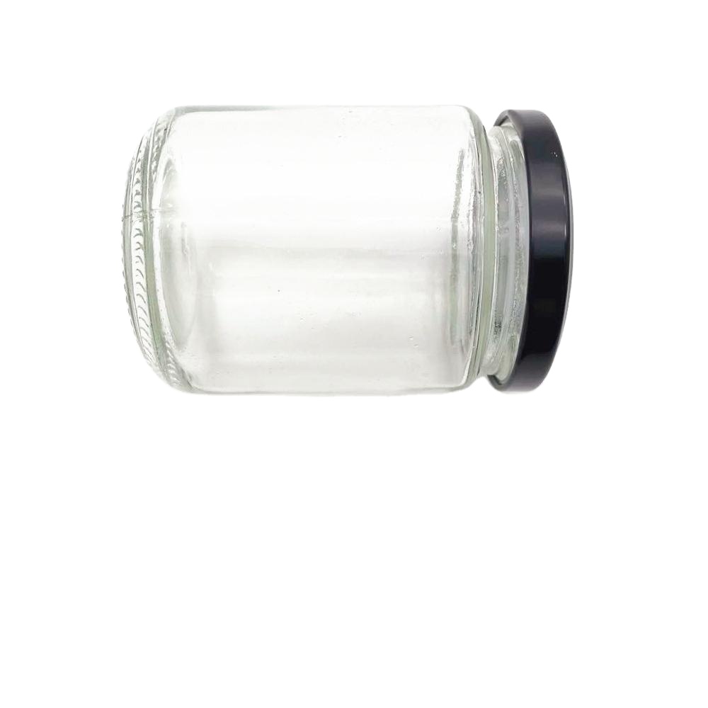 8 oz 12 oz Clear round glass storage jars with metal screw lids