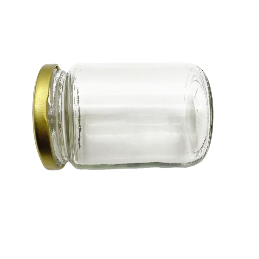 8 oz 12 oz Clear round glass storage jars with metal screw lids
