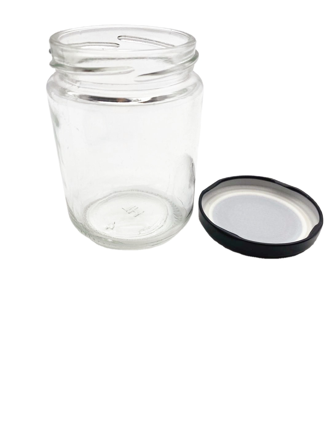8 oz 12 oz Clear round glass storage jars with metal screw lids