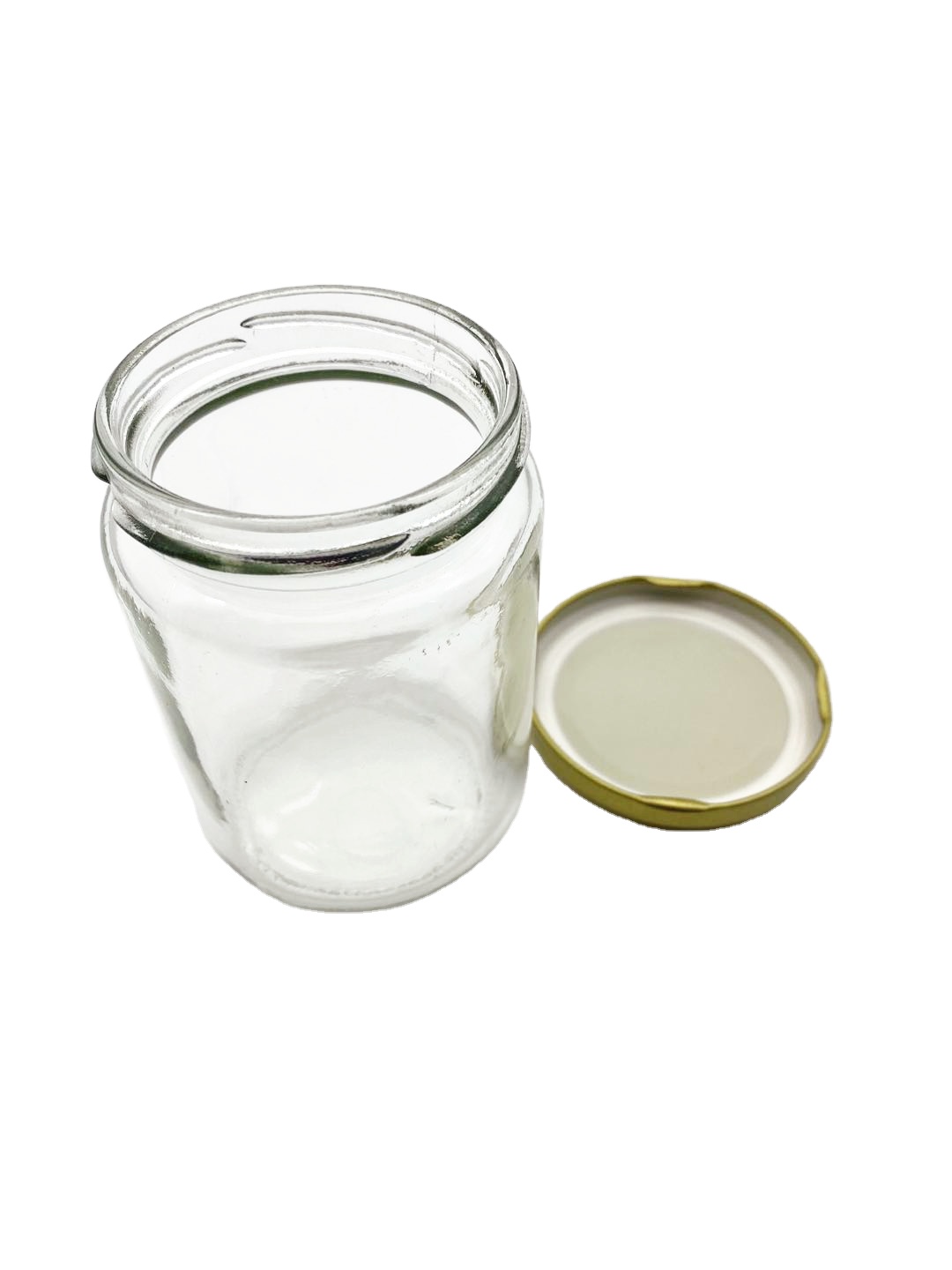8 oz 12 oz Clear round glass storage jars with metal screw lids