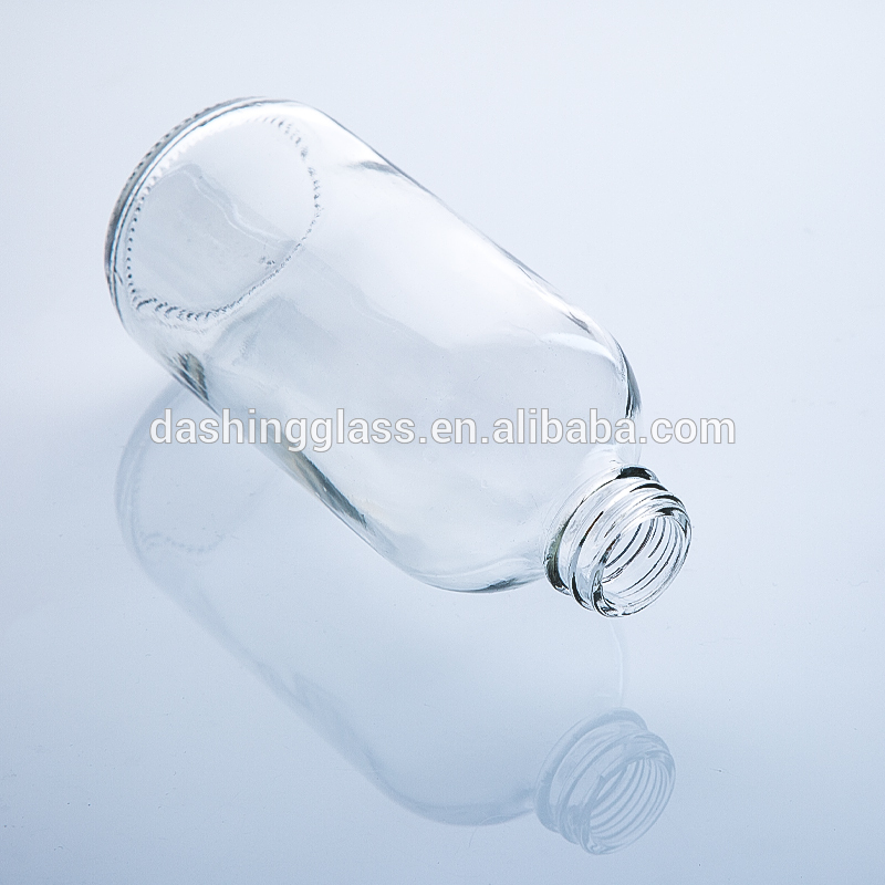 8 oz 16 oz 32 oz Clear Round Boston Glass Bottles for Kombucha Juice Package