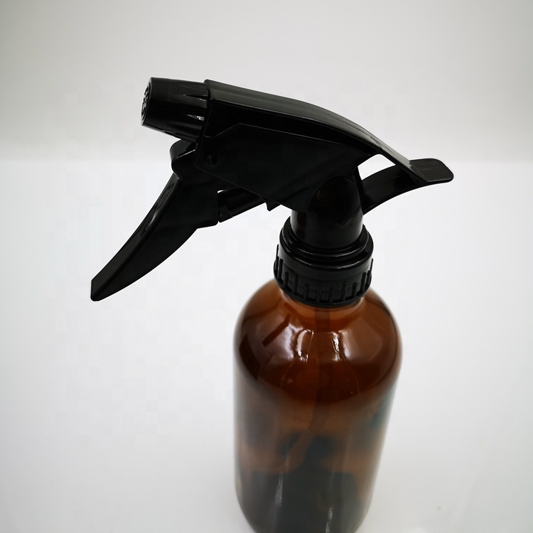 8 oz 250ml Amber Boston Round Hand sanitizer Glass Bottles with Trigger Spray