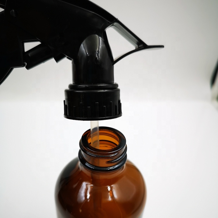 8 oz 250ml Amber Boston Round Hand sanitizer Glass Bottles with Trigger Spray