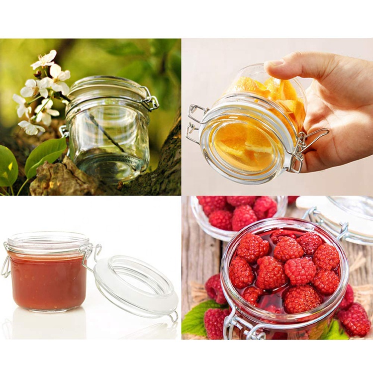 8 oz 250ml Round Mason Glass Jars with Airtight Hinged Lids for Herbs Spice Art