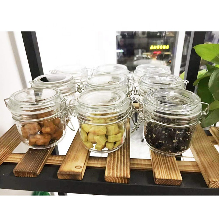 8 oz 250ml Round Mason Glass Jars with Airtight Hinged Lids for Herbs Spice Art