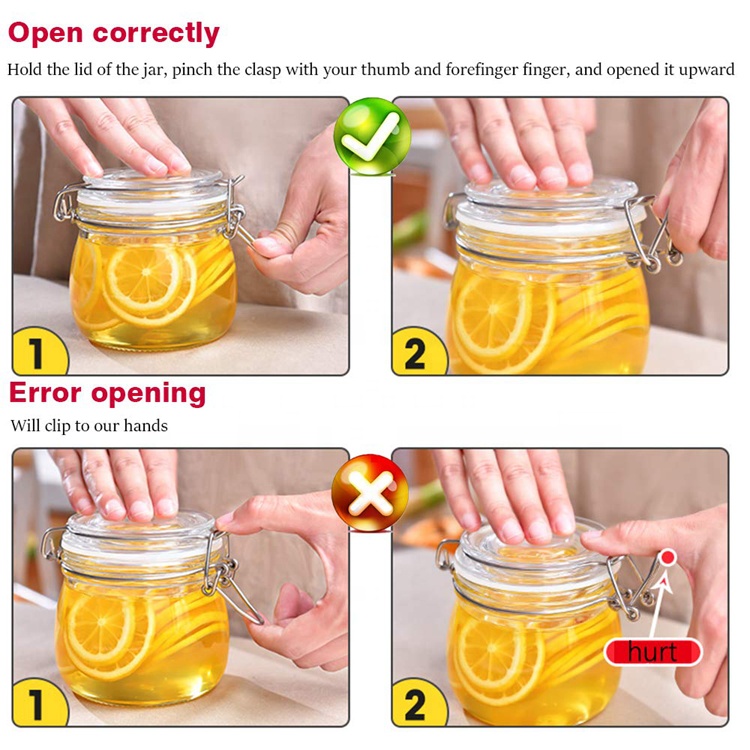 8 oz 250ml Round Mason Glass Jars with Airtight Hinged Lids for Herbs Spice Art