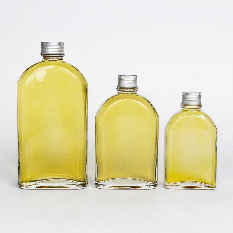 8 oz Beverage Bottle for Wine Coffee High Quality Packing Square Glass Bottle Hip Flask with Metal lid