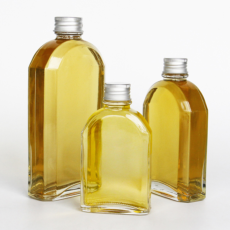 8 oz Beverage Bottle for Wine Coffee High Quality Packing Square Glass Bottle Hip Flask with Metal lid