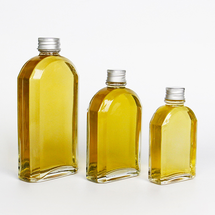 8 oz Beverage Bottle for Wine Coffee High Quality Packing Square Glass Bottle Hip Flask with Metal lid