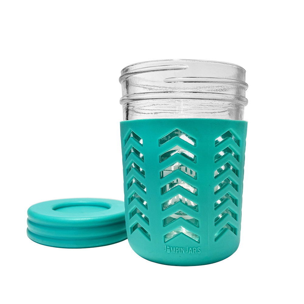 8 oz Custom Silicone Protect Sleeve Glass Mason Jar for Food