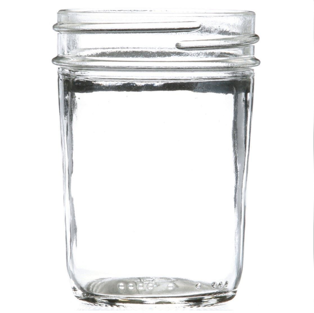 8 oz Flint Clear Glass Squat Jar Round Wide Mouth Glass 70/450 Neck Finish