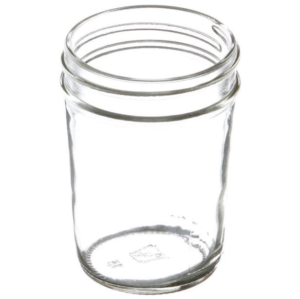 8 oz Flint Clear Glass Squat Jar Round Wide Mouth Glass 70/450 Neck Finish