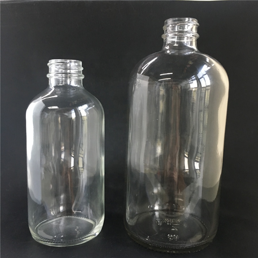 8 oz Glass Bottles, Clear Glass Rounds With Black Fine Mist Sprayers