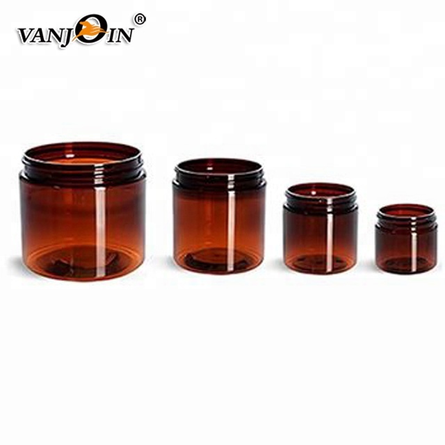 8 oz Plastic Amber Pet Cosmetic Jar With Screw Cap Jar