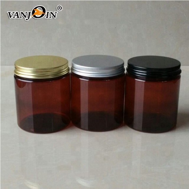 8 oz Plastic Amber Pet Cosmetic Jar With Screw Cap Jar