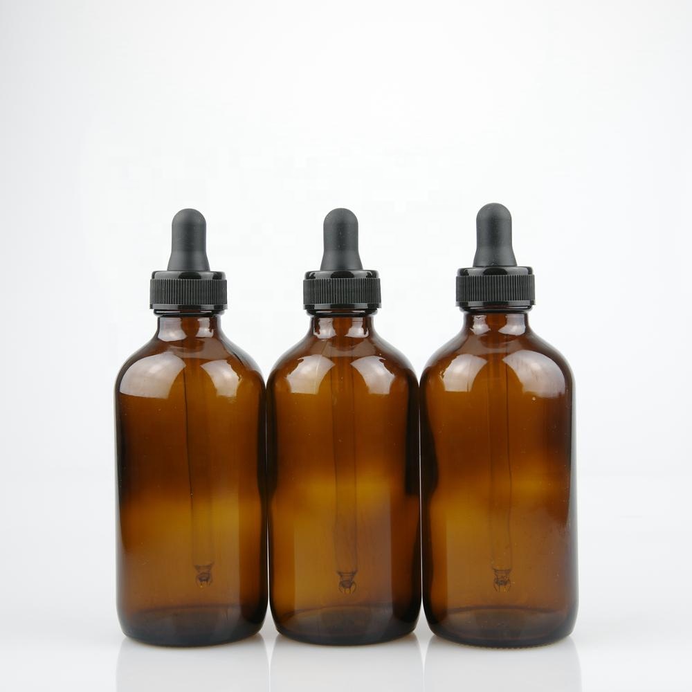 8 oz amber glass boston bottle with 28/400 regular dropper cap