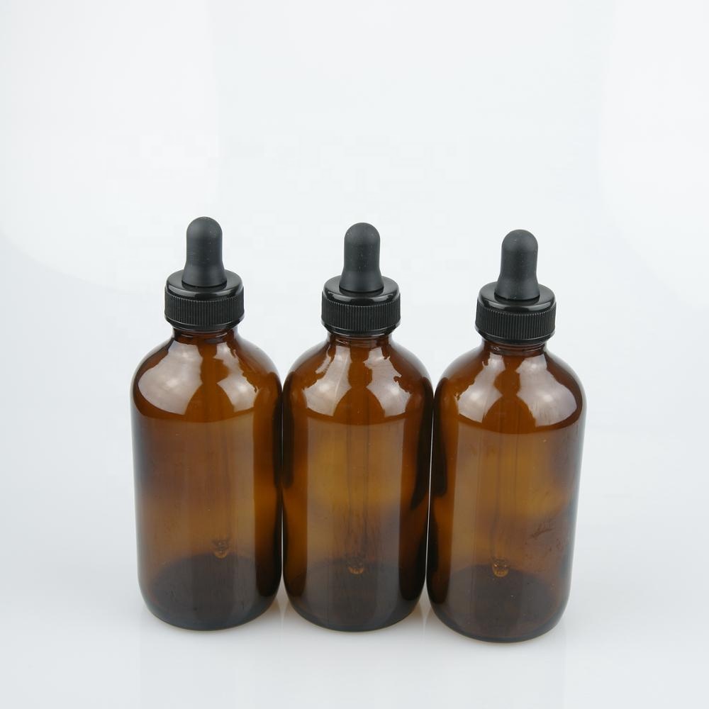 8 oz amber glass boston bottle with 28/400 regular dropper cap