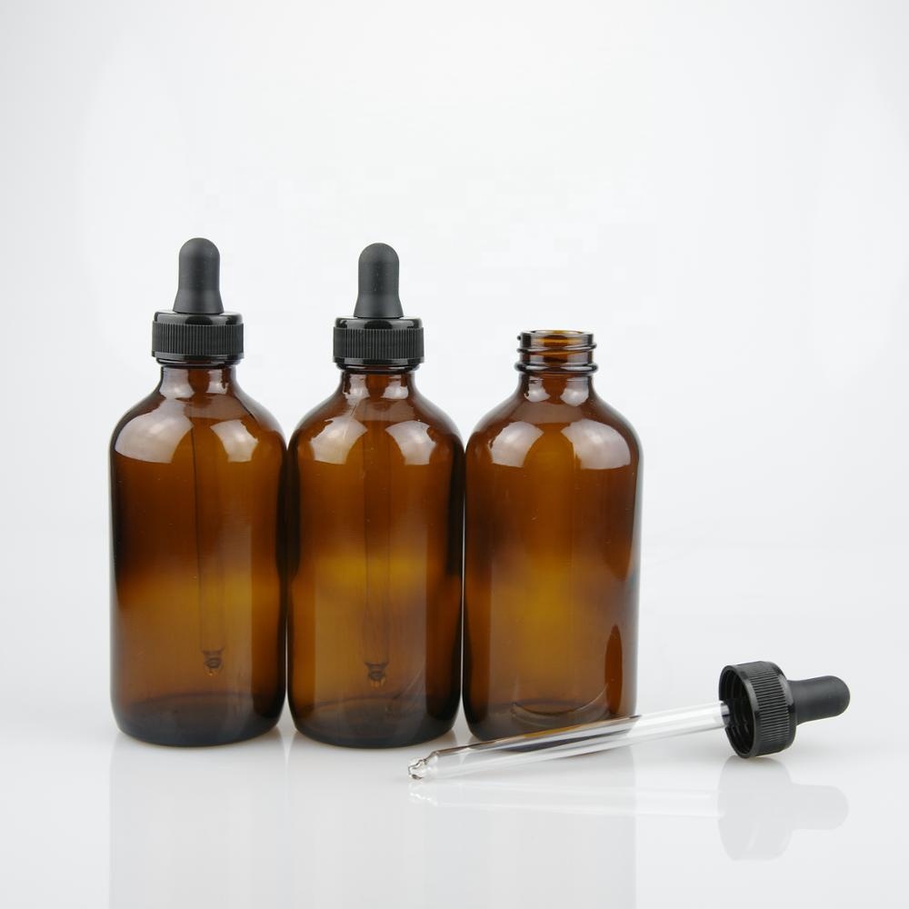 8 oz amber glass boston bottle with 28/400 regular dropper cap
