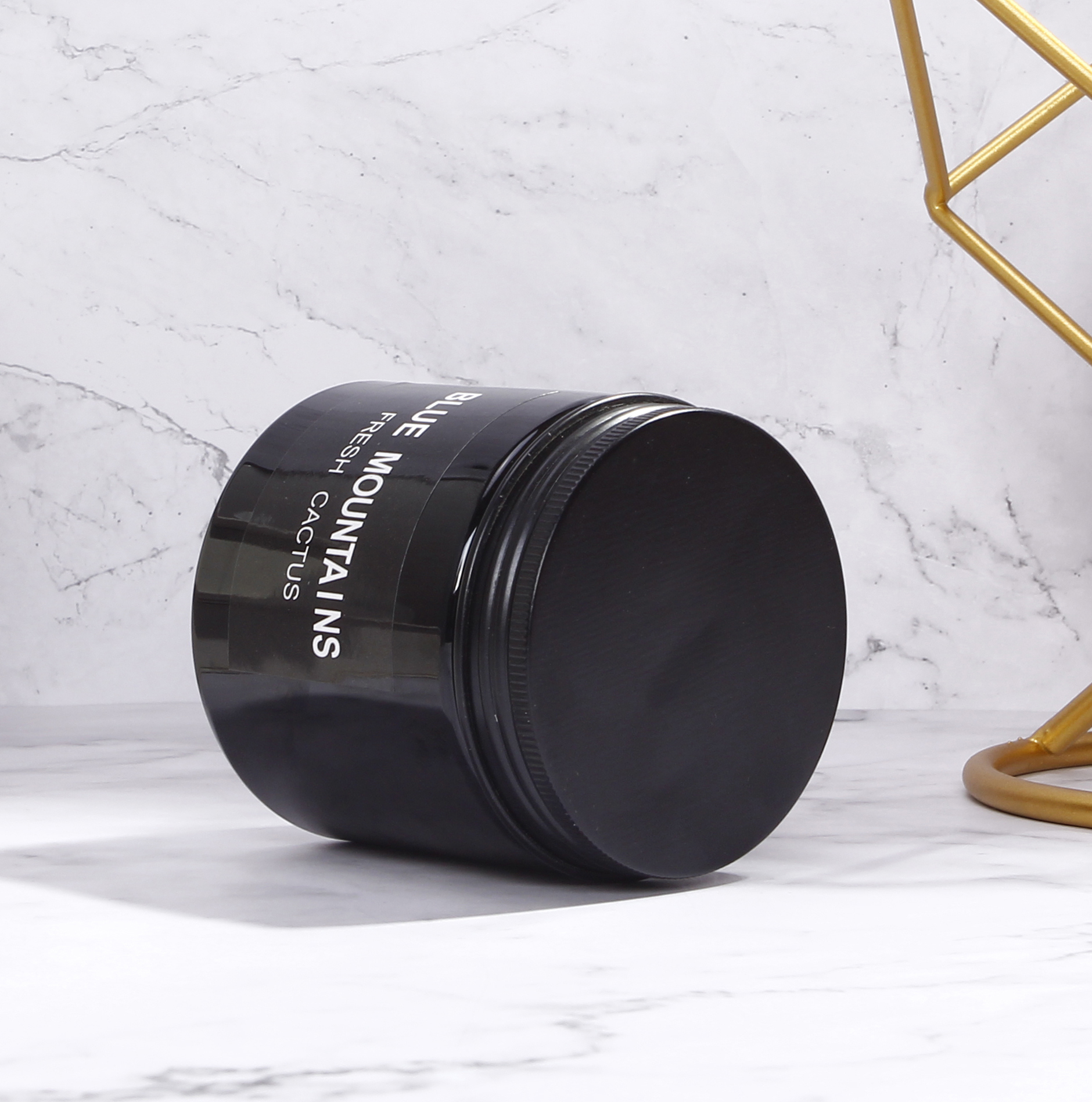 8 oz black PET single wall jar with 70-400 neck finish