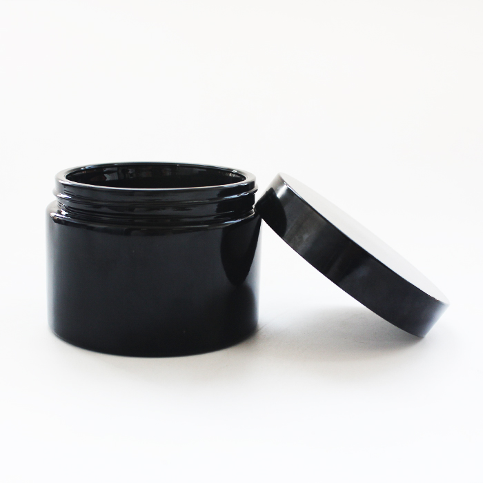 8 oz black uv glass cosmetic jar uv glass stash jar