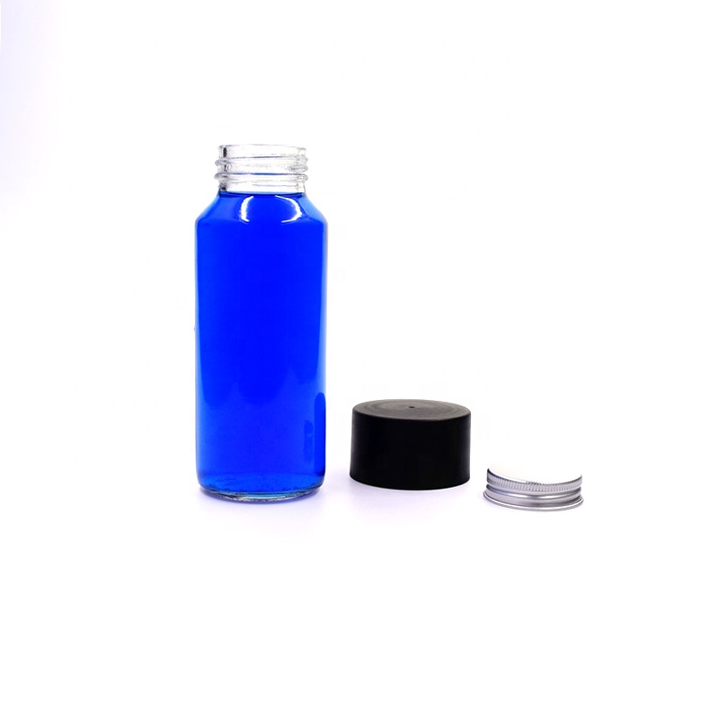 8 oz clear round cold-pressed Lemon juice beverage drink flint glass bottle fruit milk tea containers with black plastic lid