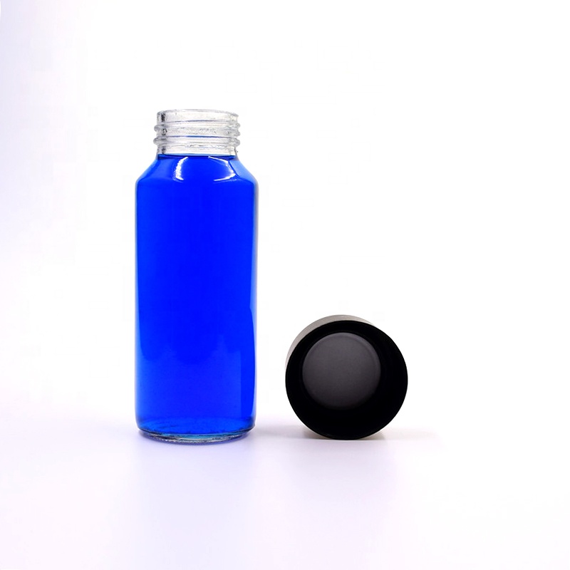 8 oz clear round cold-pressed Lemon juice beverage drink flint glass bottle fruit milk tea containers with black plastic lid