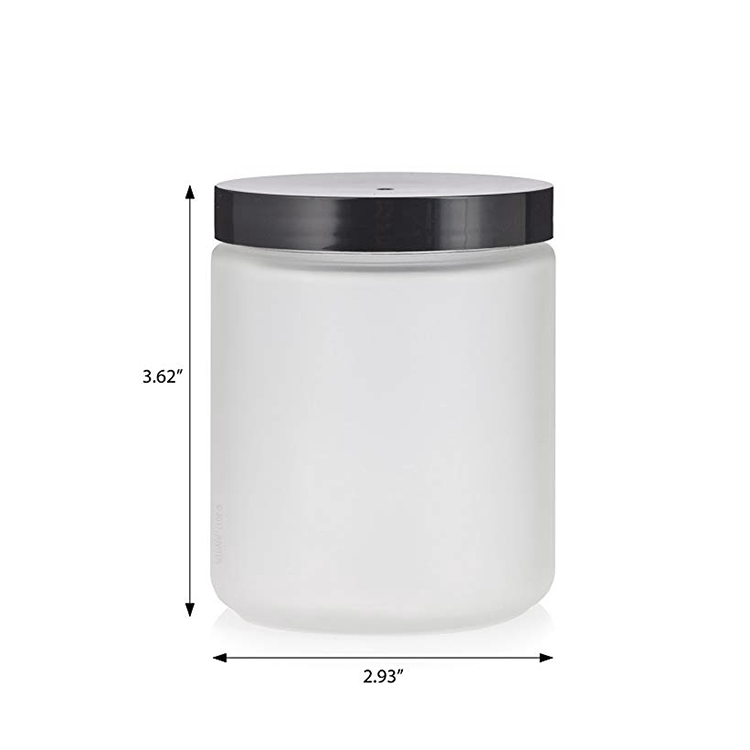 8 oz ounce 250ml jar frosted airless empty beauty glass cosmetic cream jar container with black lid, 8oz glass jars