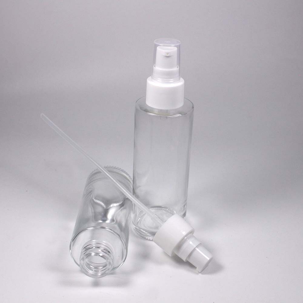 80/100/120/150/ML high capacity transparency glass lotion pump bottle with white plastic cap skin care packaging retail