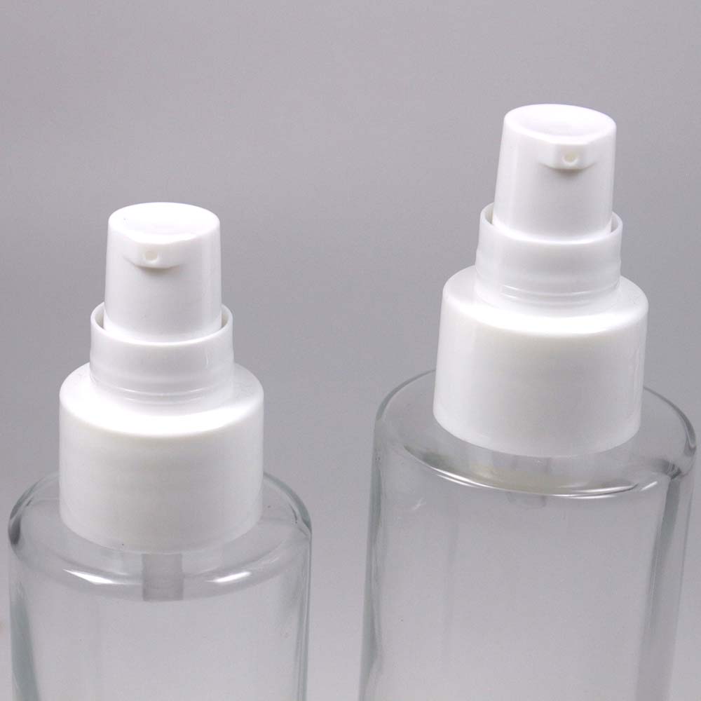 80/100/120/150/ML high capacity transparency glass lotion pump bottle with white plastic cap skin care packaging retail