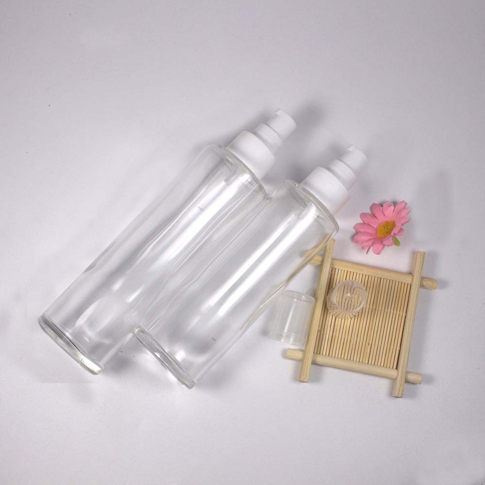 80/100/120/150/ML high capacity transparency glass lotion pump bottle with white plastic cap skin care packaging retail