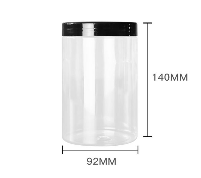800ml 92mm diameter clear big jars  with black white clear gold silver lids