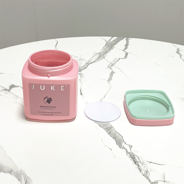 800ml New Large Plastic HDPE Jars With Lids Empty Pink Square Cosmetic Container for Lotion Cream Scrub