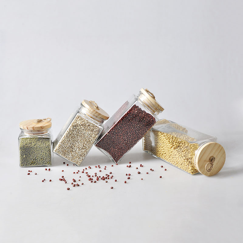 800ml Transparent Glass Jar With Bamboo Lid For Kitchen