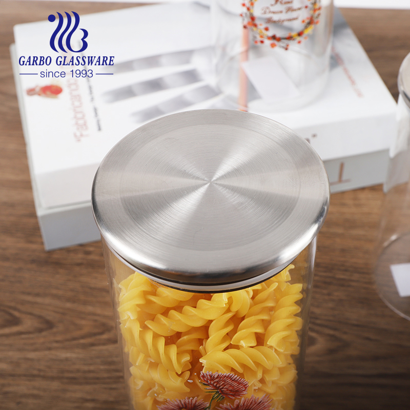 800ml high quality borosilicate glass storage jar with decals square for kitchen storage customized flower decals tableware