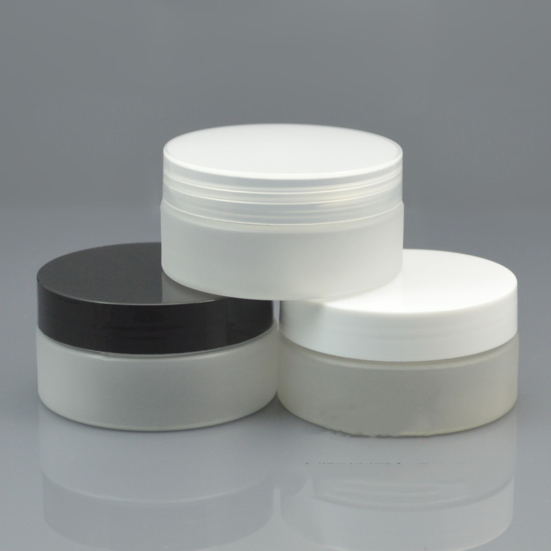 80g 100g 120g Flat round shaped clear frosted Cosmetic container empty cream jars matte plastic jar